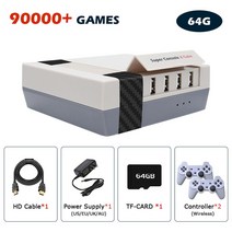 비디오 게임 콘솔슈퍼 콘솔 X 큐브 레트로 게임 PS1 / DC PSP N64 내장 90000 + 미니 비디오 유선 패드, 03 cube-64G-706-2 w_01 EU