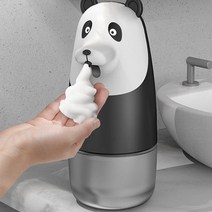 자동 거품 비누 디스펜서 팬더 만화 유도 액체 손 세탁기 USB 충전 지능형 폼 핸드 워시