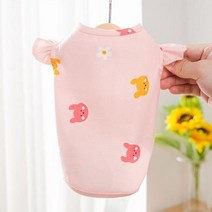 애완동물 옷 장난감 귀여운 토끼 프린트 애완 동물 조끼 요크셔 플레어 소매 의류 여름 얇은 섹션 편안한 개 핑크 강아지 티셔츠, Pink+L