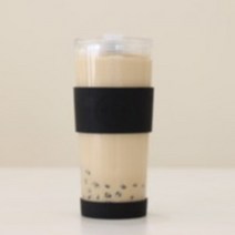 티보코 유리 투명 티 버블티 리유저블 콜드 컵 700 텀블러 (텀블러 ONLY), 시크 블랙