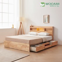 우아미 가구 모노 우디 LED 원목 수납침대 SS 본넬매트리스, FO5157 착불_내추럴
