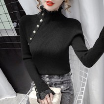 긴소매 바쿠센 풀오버 후드 패치워크 러플 슬림 여성 겨울 가을 이너와 아우터 2717516146