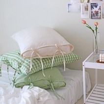까사베르데 선샤인 30수 선염면 자루형 리본 순면 베개커버 2color