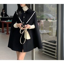 탑코트 고기요구 가을 디자인감각 보이핏 볼륨 마린넥 학원 무드 케이프 판초 아웃라인 양면 나사 여성 겨울 3003857266