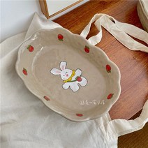 예쁜 볼 파스타 종지 시리얼 스프 작은 가게에도 도자기도 있고 귀여운 국수도 캐릭터 핸드페인팅 타원손잡이 깊은접시 과일접시 리조또 반찬접시, 03 토끼