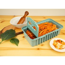 푸시앤컷 김치자르미 도마없이 김치자르는 통 배추김치 파김치 밀폐용기, 핑크, 1개