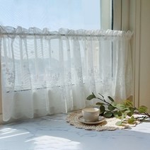 바란스 커튼 화이트 레이스 짧은 커튼 작은창 중문 다용도실 현관 부엌 커텐 인테리어용품