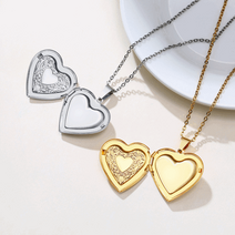 [당일출고][2 color][써지컬 스틸]사진 넣는 포토 럭셔리 하트 팬던트 목걸이 골드 실버 오브제 친구 애인 가족 기념일 선물