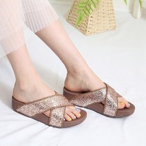 에스큐에스샵 국산 4cm 글리터 펄 여성슬리퍼 통굽 키높이 샌들슬리퍼 - K핑클엑스