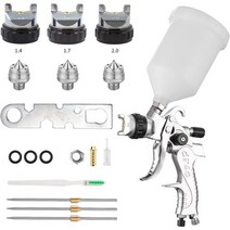 자동차 프라이머용 600cc 컵 및 1.4mm 1.7mm 2.0mm 노즐이 포함된 HVLP 에어 스프레이 건 키트 가구 표면 스프레이 프라이머 클리어 수리 자동차 페인트 스프레이, Black