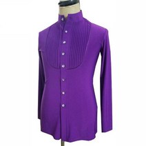 남자댄서복 라인댄스상의 라틴댄스복 라틴 댄스 셔츠 남성 인쇄 긴 소매 탑스 현대 의류 볼룸 경쟁 무대 성능 착용