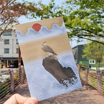 전통민화 일출 앞의 매 디자인 엽서 대한민국 한국 여행 관광 기념품 굿즈, 단일제품