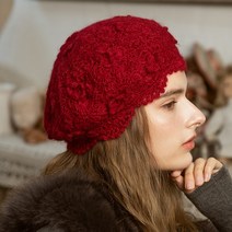 해외 중세 귀족스타일 겨울 꽃 베레모 니트 모자-21488