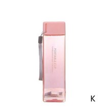 신기한물병 특이한 귀여운 사각형 차 우유 과일 물 컵 480ml 투명 병 스타일 스포츠 로프 내열 음료 Kor, K