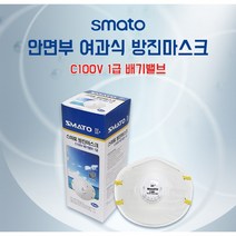 SMATO 안면부 여과식 방진마스크 마스크 1급배기 C100V 1통20개 연마/샌딩/선박/실험실분진많이 발생하는 작업장 3중구조 알루미늄노이즈클램프