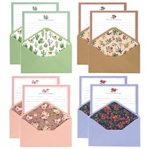 마음담아 예쁜 감성 동물 꽃 크라프트 편지지 봉투 세트 편지지 32p + 편지봉투 16p 2세트, 11.내마음속의정원 4종 2세트
