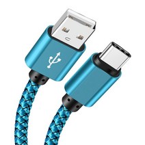 2M 나일론 코드 USB c형 데이터 케이블 2A 삼성 호환 갤럭시 A71 A80 A40 A20 탭 A 8 10.1 HTC 10 U11 life, [03] 200 CM, [03] blue