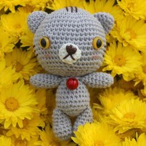 코바늘하나면돼 키링고양이인형 2 아미구루미 코바늘 손뜨개 DIY 키트 인형패키지, 그레이