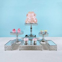 케이크 스탠드 받침대 디스플레이 웨딩 장식 디저트 트레이 플레이트 파티 카페 생일 마카롱, silver