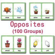 9 Groups 영어 문법 몬테소리 영어 단어 포켓 플래시 카드 영어 교육용 장난감을 배우는 아이들, Opposites