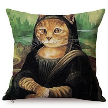 퍼니 쿠션 웃긴 45x45cm 고양이 재미있는 초상화 세계적으로 유명한 유화 키치, 60x60cm, 1