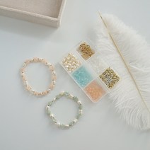 샤론델 플라워 진주 비즈팔찌 만들기 세트 (우레탄줄+오링+누름볼+올챙이볼+꼬리체인 포함)