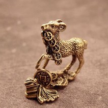 단단한 황동 행운의 동전 말 염소 작은 동상 차 애완 동물 테이블 장식품 빈티지 구리 중국어 조디악 풍수, 동전 염소