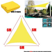 캠핑 천막 캐노피 바람막이 대형 햇빛가림 4인용 6인용 노란색 방수 태양 그늘 돛 광장 직사각형 삼각형 정원 테라스 수영 그늘 캠프 하이킹 마당 차양, 6x6x6m