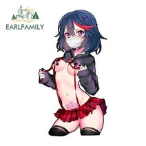 미니카라반 EARLFAMILY 13cm x 7.1cm Kill La 한 웨이푸 미니 스커트 자동차 스티커 스크래치 방지 데칼 비닐 앞 유리 캐러밴 장식 150957, Style A