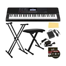 Casio CT-X700 휴대용 키보드 번들 스탠드 벤치 서스테인 페달 전원 어댑터 Austin Bazaar 교육용 DVD 및 광택 천 포함