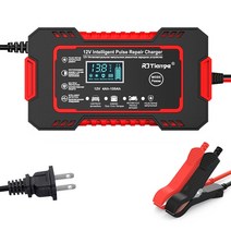 12V 배터리 자동차 트럭용 완전 자동 충전기 지능형 충전식 오토바이 납산 AGM 젤 6A 100Ah, CHINA_Red US plug
