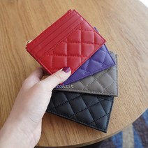 양가죽 퀼팅 데일리 슬림 카드 지갑 명함 동전 지갑