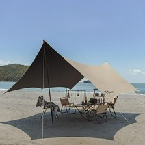 실타프 대형 경량 헥사 백패킹 캠핑 렉타 차박 오토캠핑 타프 그늘막 미니멀, 베이지 라지