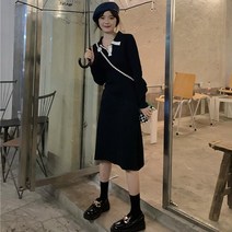 포플러앤씨 글램 배색 니트 원피스