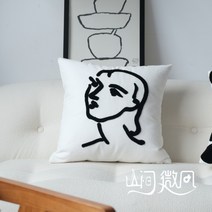 북유럽 앙리마티스 원형 니트 가을 겨울 블루벨벳 거실 쇼파 쿠션 커버, 간필화 자수금