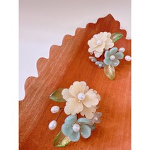 [그레이스샵]나연한복뒤꽂이 한복소품 플라워 세트 미니 집게핀 2pcs