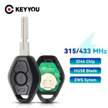 KEYYOU-3 버튼 원격 자동차 키 BMW X3 X5 Z3 Z4 E38 E39 E46 1/3/5/7 시리즈 EWS 시스템 ID44 칩 키리스 엔트리 송신기, hu58 blade