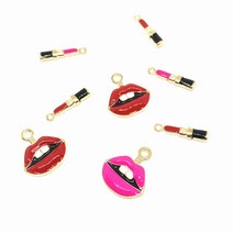 (3개입)입술 립스틱 메탈 펜던트, [P61-5] 핑크 입술, 3개입