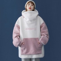 커플 복장 따뜻한 남녀 공용 오버핏 재미있는 동물 후드티 보드복
