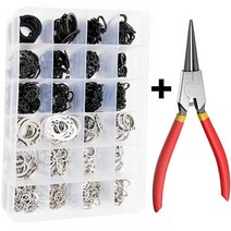 스냅링 세트 리테이닝 링 씨 이 클립 와셔 스테인레스 스틸 블랙 샤프트 베어 고정 스냅, 900pcs 및 플라이어