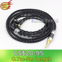 LN006591 3.5mm 2.5mm XLR 4.4mm 8 코어 실버 도금 OCC 이어폰 케이블 에티모틱 ER4SR ER4XR ER3XR ER3SE ER2XR ER2SE 용, [01] 0.7m, [06] 6.5mm  plug