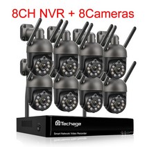 Techage 무선 비디오 보안 카메라 시스템 야외 양방향 오디오 와이파이 IP 카메라 P2P CCTV 감시 NVR 키, 04 8CH NVR 8 Camera C_02 1t