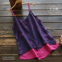 도오빠 여성 린넨 민소매 나시 여름티 루즈핏 레이어드 투피스 린넨티 20대 30대 패션 데일리 미시 빅사이즈나시 보헤미안 에스닉 인기템 휴양지룩 바캉스 여행