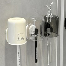 GE 무타공 칫솔걸이 칫솔꽂이 양치컵세트, 2개, 화이트1개+크림1개
