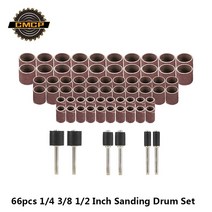 드러멜 드라멜 찌선반 cmcp 66pc 샌딩 밴드 3.175mm 섕크 샌딩 드럼 키트 dremel 및 로터리 액세서리 연마 도구, 66개