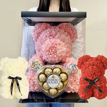 화이트데이 선물 세트 사탕 초콜릿 여자친구 꽃 꽃다발 초콜렛 페레로로쉐, 40cm(크림)+페레로하트+회오리사탕2개