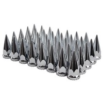 20pcs abs 크롬 플라스틱 33mm 스레드 온 스파이크 러그 너트 커버 세미 트럭, 없음