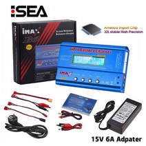HTRC iMAX B6 80W 배터리 충전기 방전기 어댑터 Lipo NiMh 리튬 이온 Ni-Cd 디지털 RC IMAX Lipro 밸런스 + 15V 6A, Blue no Adapter, EU PLUG