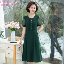 쉬폰원피스 엄마 여름옷 여성 미드 노년 반팔 레드 중년 미시 2295593699