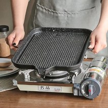 캠핑용 가정용 사각 무쇠 주물 삼겹살 고기불판, 무쇠 주물 사각불판